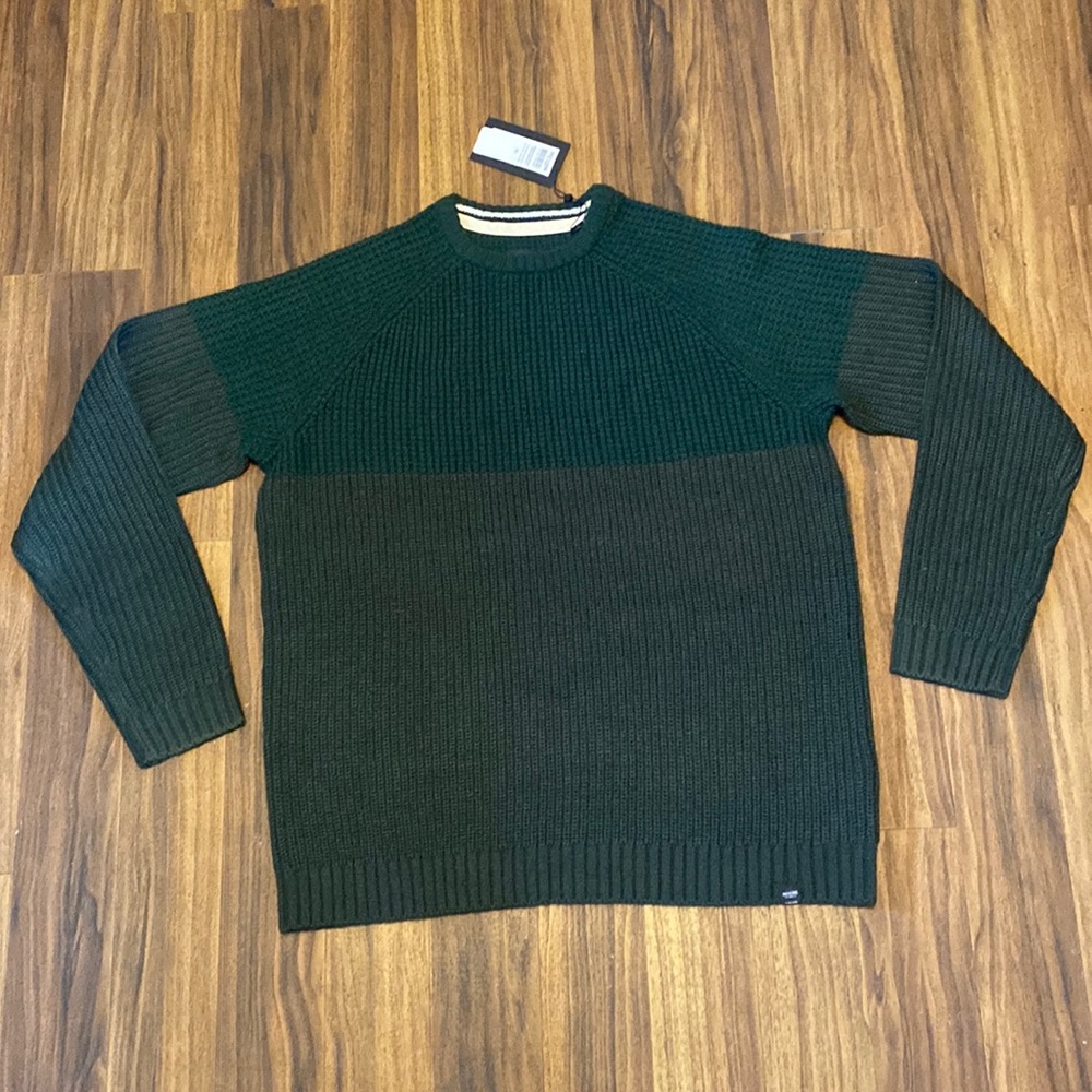 Men's XL Dark Green Two-Tone Knit Sweater